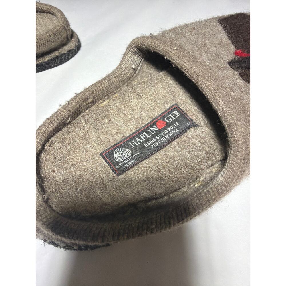 Haflinger Wool Slippers 42 Brown Dog Dachshund Red Collar US Women 11 Men 9 - Picture 5 of 7